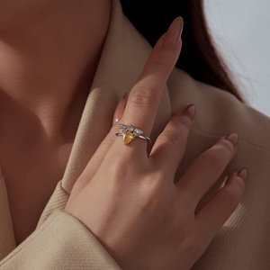 Anillo de cóctel de citrino plateado con diseño de insecto, joyería de moda glamurosa para mujer, regalo de piedra de nacimiento de noviembre - Product Image 6