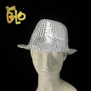 Sombrero de vaquero LED Lentejuelas Sombrero Fedora iluminado Disfraz de Año Nuevo Sombrero de vaquero de lentejuelas de neón para fiesta de neón Poliéster Liso 3 piezas AG13 - Product Image 1