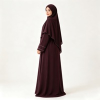 Ensemble Khimar Deep Plum pour femmes, vêtements modestes de couleur bordeaux, vêtements musulmans islamiques, longueur au sol