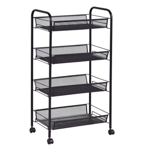 Étagères de rangement <span class=keywords><strong>avec</strong></span> <span class=keywords><strong>roues</strong></span> Chariot à roulettes Paniers de rangement en fil métallique Organisateur de chariot à roulettes de bureau Accessoires de cuisine en métal à <span class=keywords><strong>4</strong></span> niveaux Fer - Product Image 2