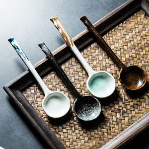 Cuchara <span class=keywords><strong>de</strong></span> Cerámica Japonesa Retro para Sopa Ramen, Fideos <span class=keywords><strong>de</strong></span> Arroz, Cuchara para Servir la Cena, Cucharones para Servir Condimentos, Salsas y Aderezos en Fiestas - Product Image 1