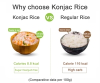 Hearun Konjac Factory OEM Low-Carbs No Sugar Fat Protein Wet Organic Shirataki Rice Gluten-Free Instant Rice Halal Certified
