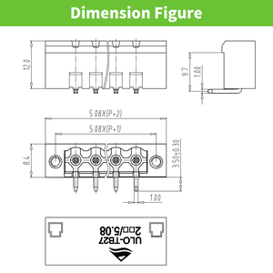 Borniers enfichables avec écrou de connexion électrique pour PCB, pas de 5,08 mm, 4 broches - Product Image 2