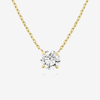 Solitaire Rond 7MM Diamant CZ 925 Collier En Argent Sterling 14k Plaqué Or Bijoux pour Femmes