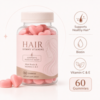 Complément alimentaire en gommes pour la beauté des cheveux des femmes, contenant de la biotine, de la vitamine C et de la vitamine E, 60 pièces, formule personnalisée, commande en gros, service OEM