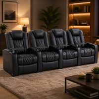Ensemble de canapés inclinables électriques extensibles en cuir véritable 4 places, canapé moderne pour home cinéma avec mousse à mémoire de forme pour salon