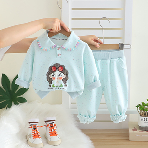 Ingrosso personalizzato carino cartone animato bambina 2 pezzi abbigliamento per bambini Casual collo a manica lunga pantaloni lunghi realizzati - Product Image 5