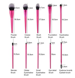 Set de 10 Brochas de Maquillaje Veganas, Pelo Sintético Rosa, Marca Privada Personalizada, Kit de Cosméticos Faciales - Product Image 6