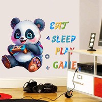 ML19086 Autocollant mural bleu sur le thème du panda pour chambres et salons, autocollant mural décoratif auto-adhésif pour la maison