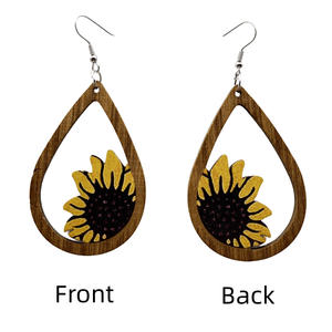 Pendientes de madera Colgante de girasol vintage Regalo del Día de los maestros de graduación para mujeres Uionen 1758 - Product Image 5