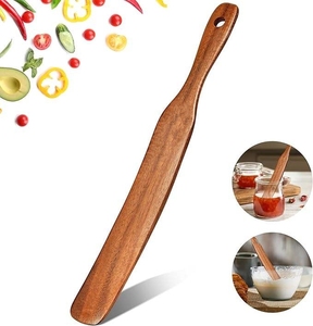 Skinny <strong>Spurtle</strong> for Sourdough Starter Mixing Reaching Bottom of Jar Dough Whisk Natural From High Moist Resistance Teak - Product Image 1