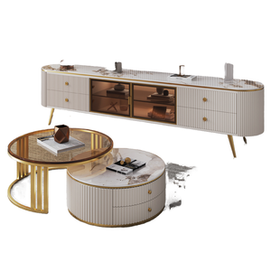 Meuble <span class=keywords><strong>TV</strong></span> en verre trempé du fabricant d'origine, combinaison salon, style moderne, luxe léger, plaque de roche extensible - Product Image 5