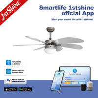 Ventilateur de plafond 1stshine Modern Home 220v pour intérieur et extérieur, puissant flux d'air, compatible Alexa et Google, télécommande, avec lumière LED
