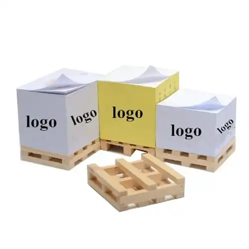 Motivational Sticky Note Cube Memo Block Impreso en 4 lados con palé de madera