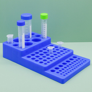 Soporte para tubos de centrífuga escalonados Huida, 92 orificios, azul, para uso en PCR y laboratorio - Product Image 1