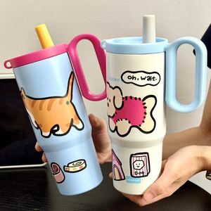 Taza aislada con mango de jefe gigante de dibujos animados, luz de lujo, alta apariencia, taza para beber doble portátil de acero inoxidable 316 'Ice King' - Product Image 1