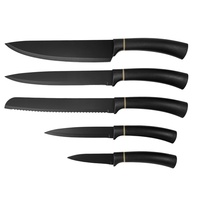 Ensemble de couteaux de cuisine haut de gamme, revêtement antiadhésif noir, couteaux de chef professionnels avec bloc à couteaux
