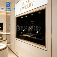 Moderner Runder Weißer Schmuckschrank mit Gebürstetem Gold, LED-Beleuchtung, Runde Glas-Schmuckvitrine