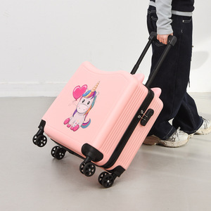 <span class=keywords><strong>Valise</strong></span> cabine 20 pouces pour enfants, avec fonction siège et roulettes, motif dessin animé, aide à la marche pour bébé - Product Image 4