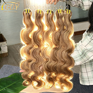 P4/27 <strong>Body</strong> <strong>Wave</strong> Highlighted Human Hair Bundles Honey Brown Curly Hair Weaves Bundle Raw Virgin Hair Extension for Black Woman - Product Image 2