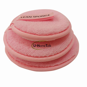 Tampons en tissu microfibre doux de couleur rose <span class=keywords><strong>démaquillant</strong></span> bouffée serviette de nettoyage de visage <span class=keywords><strong>réutilisable</strong></span> Double face - Product Image 4