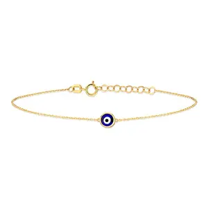 Milskye Delicate Trendy Sieraden 18K Vergulde 925 Zilver Blauw Emaille Evil Eye Armband