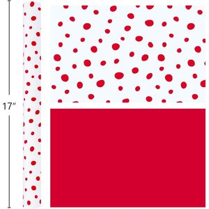 Red Polka Dot Tissue <b>Paper</b> <b>Roll</b> 17 In X 16.4 Ft Single Side Coated Waterproof Gift <b>Wrap</b> for Crafting and Packaging - Product Image 3