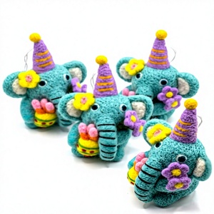 Festive Handmade Elephant <b>Felt</b> Party Hat Safari <b>Animal</b> Christmas Tree Decoration Customized Eco-Friendly 100% Wool Home - Product Image 2
