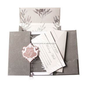 Cartes d'<span class=keywords><strong>invitation</strong></span> en suède gris argenté avec cartes d'entrée Cartes de remerciement - Product Image 1