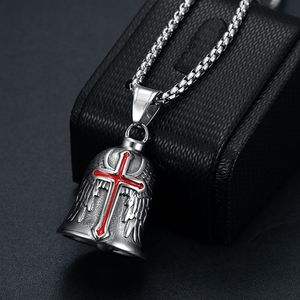 Collier en acier inoxydable Bijoux Cadeau Rétro Punk <span class=keywords><strong>Moto</strong></span> Ailes d'Ange Motocyclette Pendentif Cloche porte-bonheur - Product Image 3