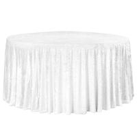 Nappe en velours vert émeraude écrasé de luxe de 132 pouces en polyester tissé pour mariages événements spéciaux couverture de table ronde
