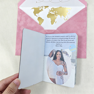 Invitations de mariage en gros : Passeports et cartes d'embarquement personnalisés avec impression photo – Livret invitation mariage destination - Product Image 4