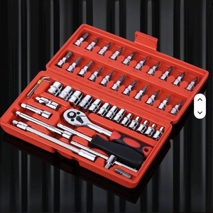 Bộ dụng cụ sửa chữa ô tô tại nhà chuyên nghiệp 46 món, gồm máy mài, máy khoan, dụng cụ cầm tay, bộ cờ lê, cờ lê chỉnh được, đầu nối 1/2 inch, hộp đựng cứng cáp - Product Image 4