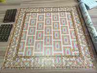 Alas Mahjong Kulit Geometris Bohemian, Penutup Meja Mahjong Motif Abstrak Pink & Oranye untuk Permainan Santai