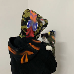 Chaqueta con Capucha Doble Ins Shark para Invierno, Sudadera con Estampado de Camuflaje, Cárdigan Holgado, Unisex para Parejas, Estilo Estudiantil, Moderno, Brillante en la Oscuridad - Product Image 3