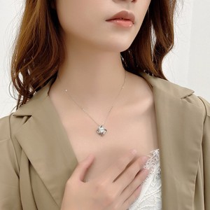 Collier pendentif en forme de trèfle en moissanite plaqué argent, chaîne claviculaire, zircon scintillant, ensemble de bijoux pour femmes, vente chaude, nouveauté - Product Image 3