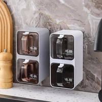 Boîte d'assaisonnement murale pour la cuisine Rack à épices sans poinçon Organisateur de stockage Sucre Salière Conteneur Pot Fournitures de cuisine