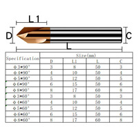 Fraise à chanfreiner en carbure monobloc HRC55 à 3 dents pour l'usinage de l'acier et de l'aluminium, fraise à chanfreiner droite 45/60/90/120 °