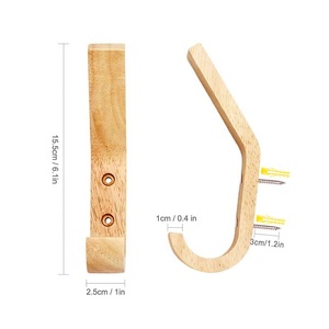 ตะขอไม้ติดผนังแบบวินเทจ ตะขอแขวนผนังไม้เดี่ยว สำหรับแขวนผ้าเช็ดตัว หมวก แข็งแรง ทนทาน แพ็ค 4 ชิ้น - Product Image 2