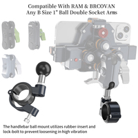 Abrazadera para manillar de motocicleta de aleación de aluminio, 1 ", 25,4mm, rótula, almohadilla de goma, manillar de bicicleta, montaje en poste para GPS, soporte para teléfono móvil