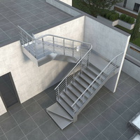 Escalier extérieur élégant en acier inoxydable avec rampe horizontale pour complexe commercial de luxe