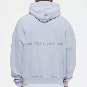 เสื้อฮู้ดไม่มีลายสำหรับผู้ชาย, เสื้อครอปแบบเทอร์รี่สไตล์สตรีทแวร์เสื้อมีฮู้ดโอเวอร์ไซส์ออกแบบโลโก้ได้ตามต้องการ - Product Image 4