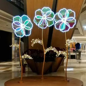 Luz LED luminosa impermeável para jardim de hotel ao ar livre iluminação decorativa flor gigante