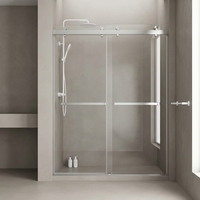 Porte de douche coulissante moderne en verre trempé de 10 mm sur rails doubles sur mesure en acier inoxydable