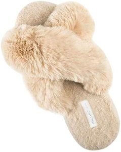 Zapatillas de felpa mullidas con piel sintética para mujer, chanclas cruzadas de interior, cómodas, a la moda, venta al por mayor - Product Image 2