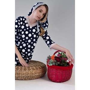 Vestido KADIN P.MODAL con cuello en V y mangas 3/4 con bolsillos - INDIGO - INDIGO - Product Image 1