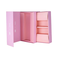Boîtes rigides magnétiques roses biodégradables personnalisées de luxe à double tiroir avec revêtement UV et gaufrage pour sérum de soin de la peau