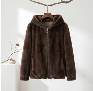 Nueva Chaqueta de Piel Sintética con Capucha para Otoño e Invierno, Chaqueta Corta con Cierre para Mujer, para Uso Diario Informal - Product Image 2
