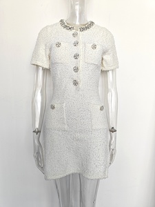 AIMEISI Abito Elegante da Donna a Maniche Corte <span class=keywords><strong>con</strong></span> <span class=keywords><strong>Perline</strong></span> Decorative, Vestito Aderente Semplice in Maglia Corta - Product Image 2