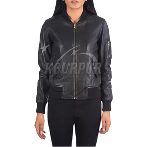 Custom Made Logo Your Own Design Outdoor Woven Casual Stand Collar Embroidery Leather <b>Men's</b> Winter <b>Jackets</b> - Product Image 2